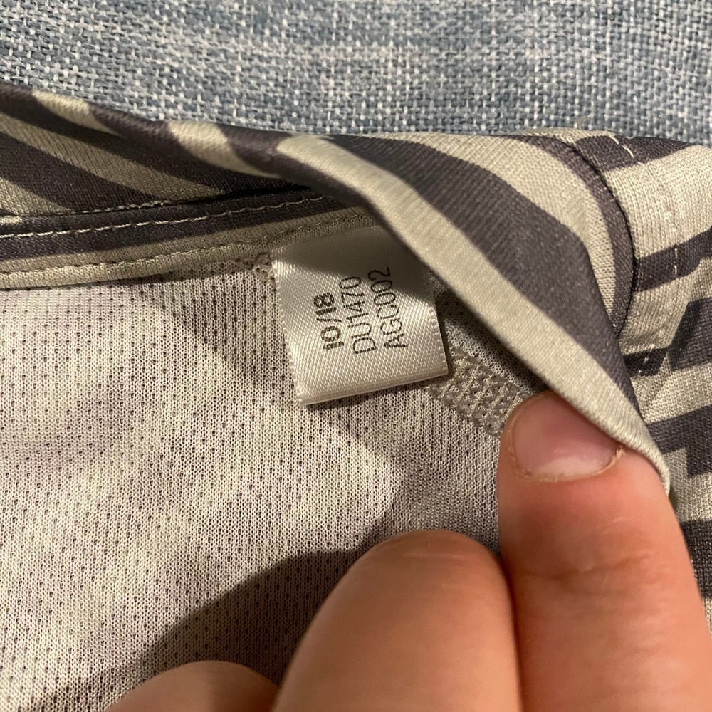 Adidas Mens Striped Performance T-Shirt Grey Black Short Sleeve Athletic Tee - Picture 2 of 9